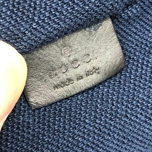 Gucci Men's Leather Collar Midnight Navy Short Sleeve Polo T- Shirt size L - Picture 5 of 16